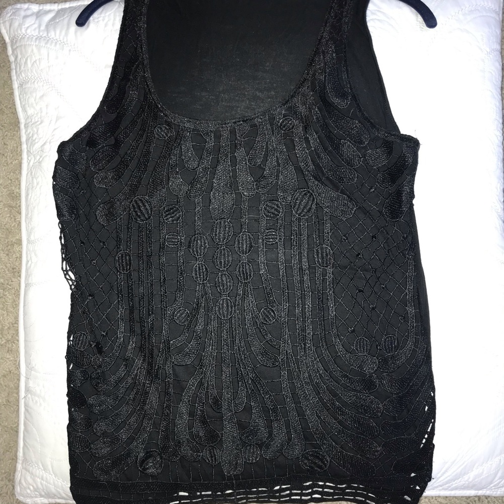 Express black crocheted lace overlay tank - size M